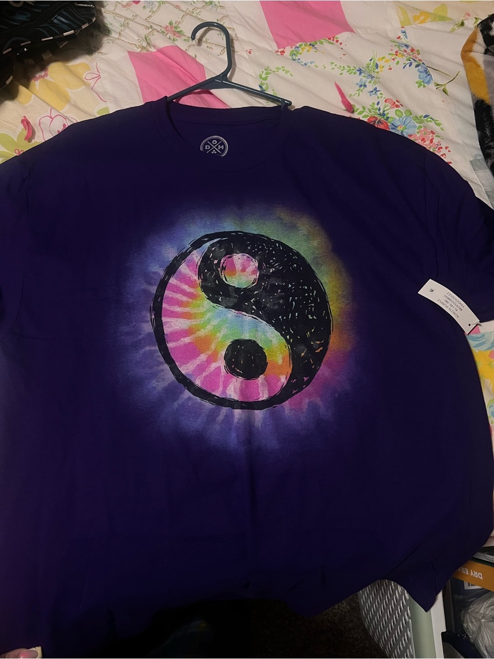 Tie-Dye Yin Yang Short Sleeve Tee - Purple